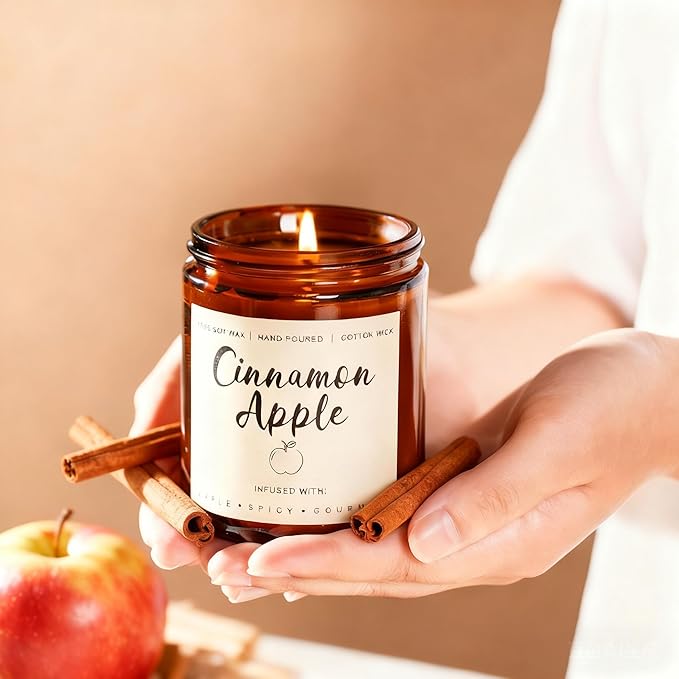 Fall and Winter Candle Gift Set for Women – 6 Pack 300H Total Burn Soy Candles, Christmas Gifts, Luxury Home Décor, Long Lasting Vanilla Balsam, Cashmere Cedar, Cinnamon Apple, Smoke Vanilla Scents