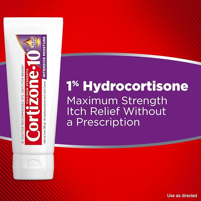 Cortizone 10 Maximum Strength Intensive Moisture Anti-Itch Cream, 1% Hydrocortisone, 2 oz. (Pack of 2)