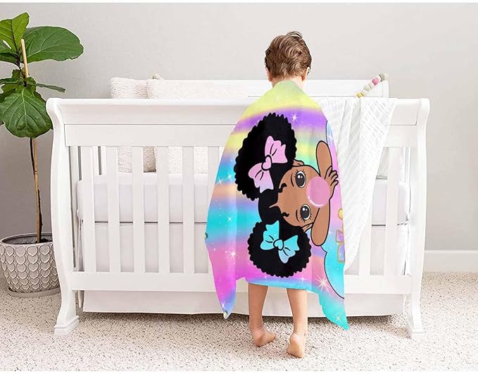 D-Story Personalized Blanket with Name - Custom for Adult, Kids, Baby - Monogrammed Black Girl Blanket - Gifts for Girls Boys