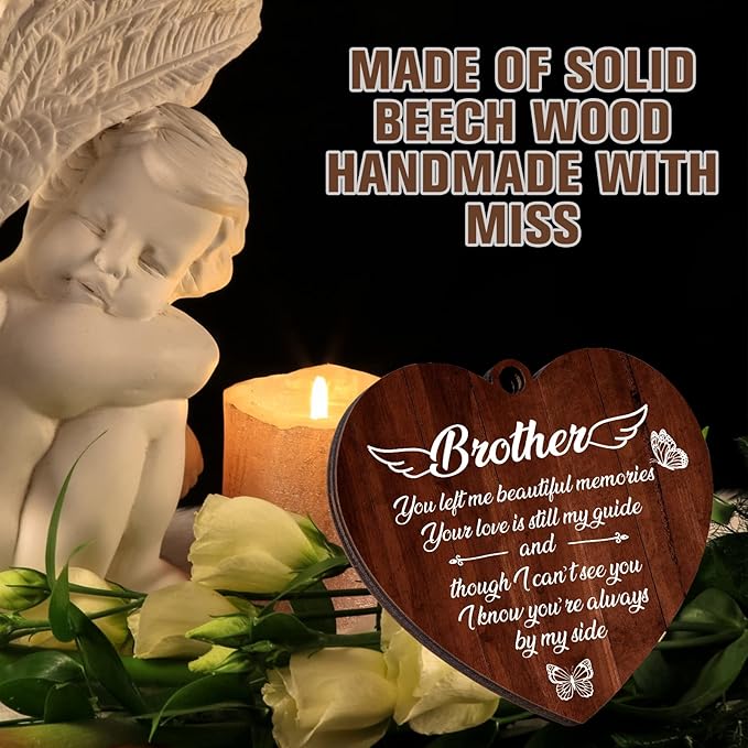 Memorial Gifts for Loss of Brother,Rotating Wooden Picture Frame, Sympathy Gift Keepsake, Healing Grief Gift for Loss of Brother, Remembrance for Funerals, Memorial Ceremonies, Fits 4x6 In Photo
