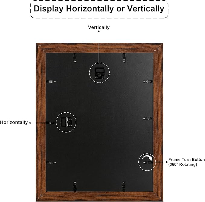 13x17 Picture Frame Display 8 opening 4X6 Picture Frame Collage,Multi Photo Frame with Mat,Plexiglass,Wall or Tabletop Decor,Carbonized Brown Wood Grain
