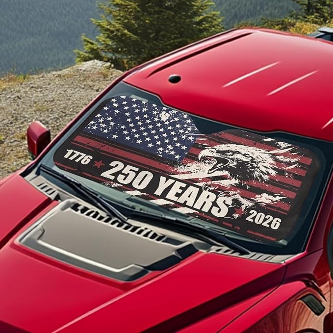 America 250th Anniversary Eagle Windshield Sun Shade Foldable Universal Car Front Window Sunshade Heat Reflector UV Ray Sun Visor Sunshades Auto Outdoor Protective Accessories