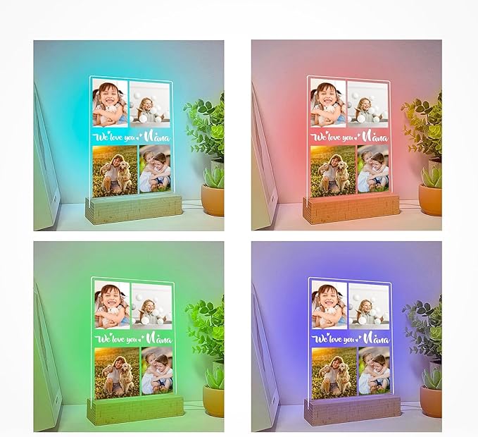 Custom Picture Frame with Photo, Personalized Photo Frame with Night Light, Customized Photo Frames, Personalized Birthday Gifts for Girls, Boys, Kids