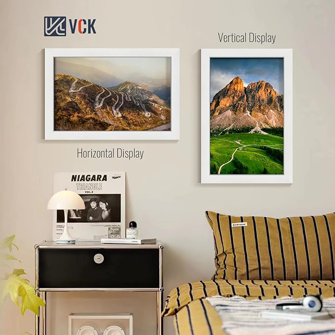 VCK 11x17 Picture Frames white Set of 6, Wide Border Wood Poster Frame, Multi-Directional Display Family Photos, Office Prints, Studio/Gallery Artwork, Woodgrain Series, Wall Hanging
