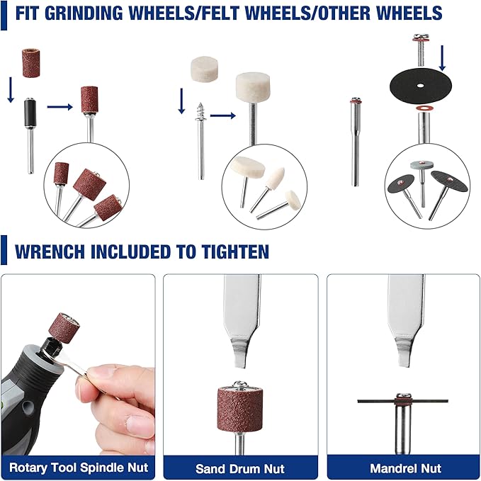 WORKPRO 476-Piece Rotary Tool Accessory Kit, Rotary Tool Bits for Easy Cutting, Grinding, Sanding, Polishing, Cleaning, Drilling, Carving and Engraving