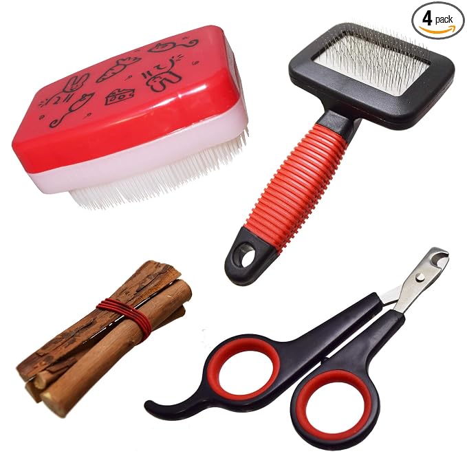 Lixit® Grooming Kits For Rabbits, Guinea Pigs and other Small Animals (Red, 4 Piece Kit)