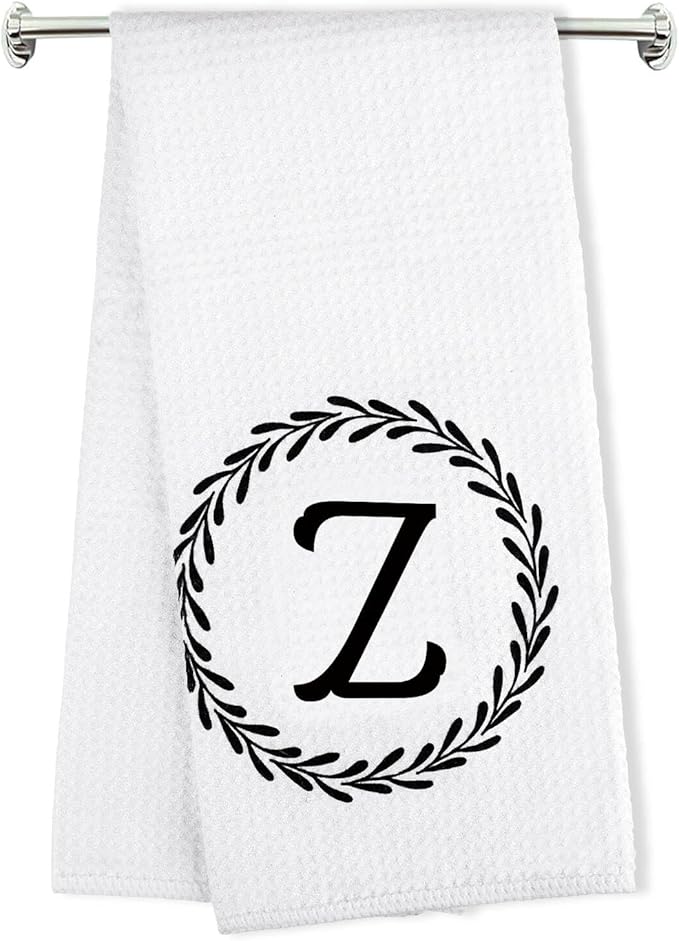 Monogrammed Hand Towels Name Ini-tial Letter Z Kitchen Towels,Personalized Gifts for Women Wife Mom,Monogram Dish Towel Decorative Tea Towel 17x23 Inch,for Kitchen Bathroom