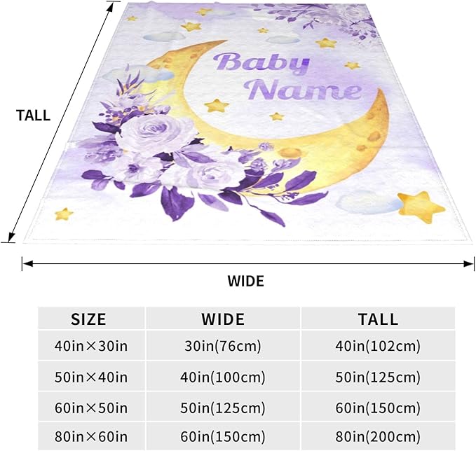 Personalized Baby Blankets for Girls Boys, Custom Baby Blanket with Name, Customized Baby Blanket Gifts for Kids Newborn for Birthday Christmas