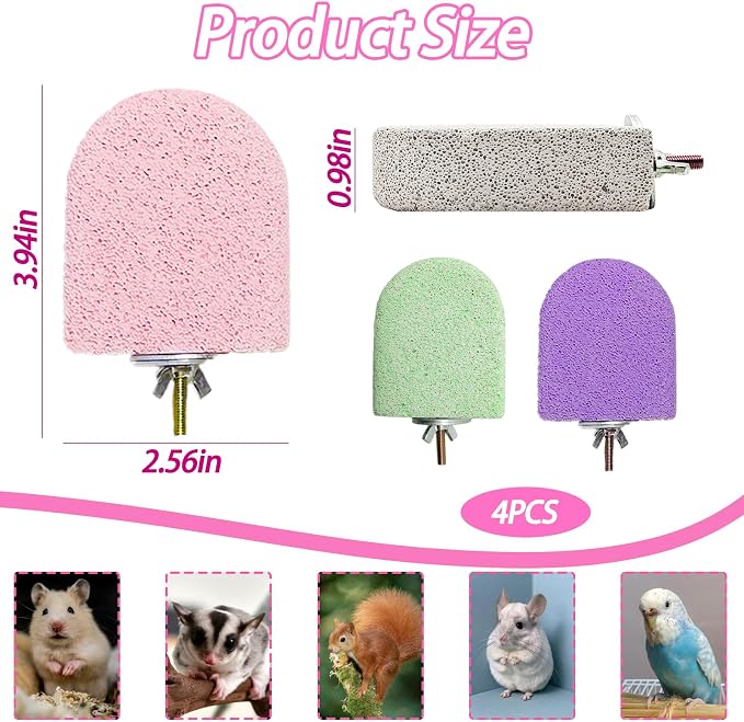 4 Pack Hamster Rat Lava Ledge Platform Teeth Grinding Chewing Toy (S) | Chinchillas Pumice Teeth Grinding Block Perch Stand Jumping Platform Small Animals Cage Accessories for Gerbil Mouse Bird