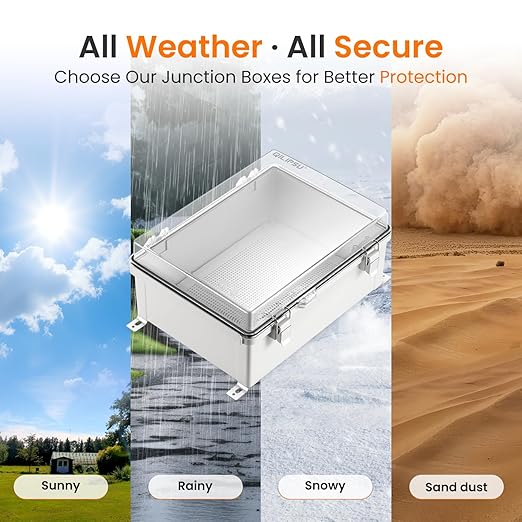 QILIPSU Outdoor WiFi Enclosure, 14.6"x10.6"x5.9" Waterproof Electrical Junction Box IP67 Clear ABS Plastic Weatherproof for Network Projects Router Control