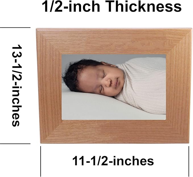 Personalized Add Your Custom Text Hanging/Tabletop Wall Natural Alder Wood Picture Photo Frame Customizable (8x10-inch Horizontal)