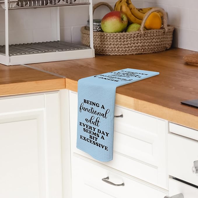 Funny Sarcastic Adult Blue Dish Towels 16x24 Inches, Decorative Absorbent Hand Tea Kitchen Bathroom Towels