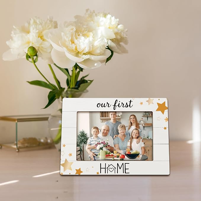 Family Picture Frames, House Warming Gifts New Home, Housewarming New Home Gifts Wooden Photo Frames, New Home Memories First Time Home Buyer GiftPicture Photo Frame for Desk Table 4X6 Photos