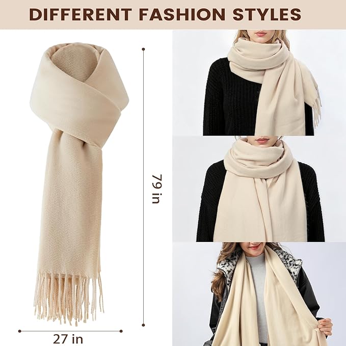 Women Winter Hat Beanie+Long Scarf+Touch Screen Gloves Set, Warm Clothes Set with Knit Fleece Lined for Women/Men Winter