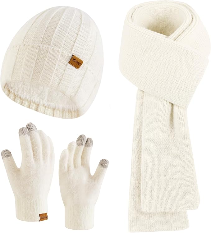 Womens Beanie Hat Scarf Gloves Set Gifts for Women Men