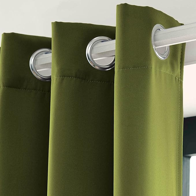LA PALMA Thermal Insulated Blackout Darkening Grommet Living Room Curtains Window Drapes for Bedroom Pack of 2 Panels