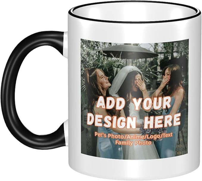 Custom Mugs and Coffee Cups Partial or Full Size Printed Creative Designs Customizable with Your Photos Images Text (Partial, Black)