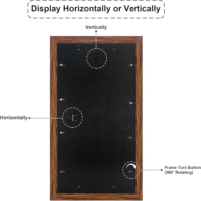 13x25 Picture Frame Display 12 opening 4X6 Picture Frame Collage,Multi Photo Frame with Mat,Plexiglass,Wall Mount Decor,Carbonized Brown Wood Grain