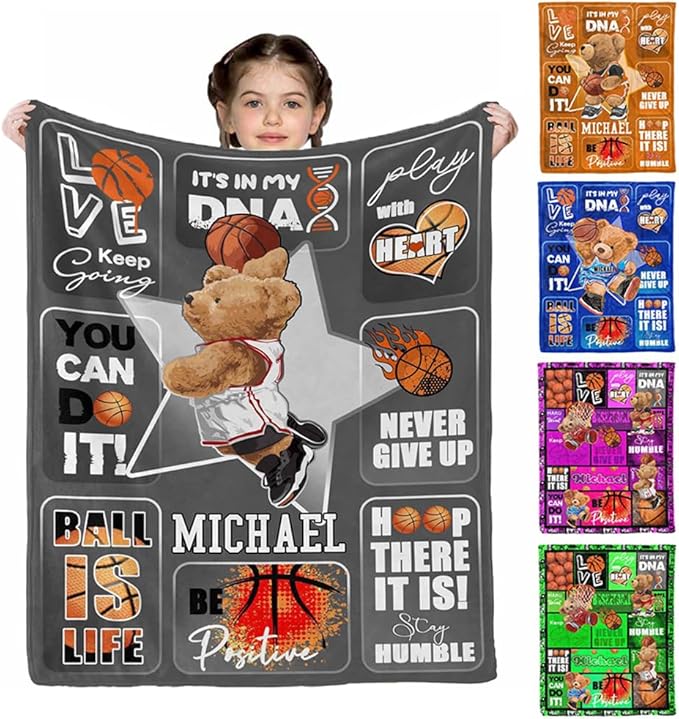 Customized Blankets with Name, Little Bear Blanket Custom Blanket Soft Personalized Name Throw Blanket Gifts for Boys Girls Birthday