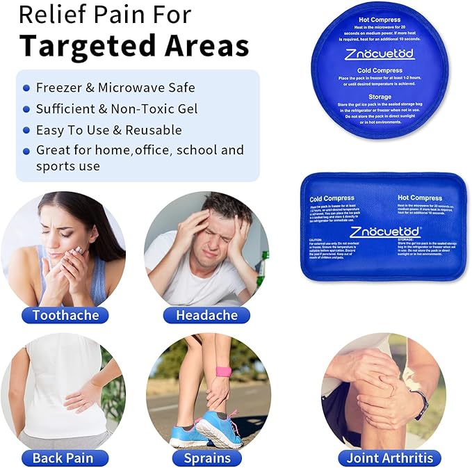 Gel Ice Pack for Injuries Reusable Soft Freezer Ice Bag with Strap- Hot Cold Compress Packs for Swelling Bruises Surgery Knee Shoulder Foot Back Ankle Neck Elbow Wisdom Tooth-2 Pack