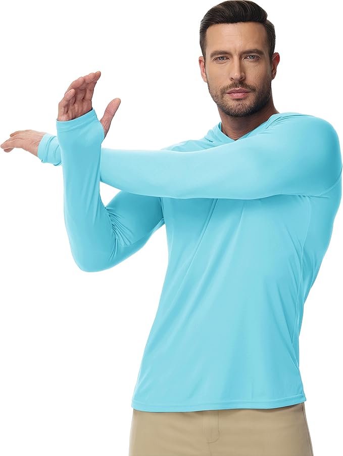 Boladeci Men's UPF 50+ Sun Protection Lightweight Hoodie Shirts Long Sleeve Fishing Shirt SPF UV Hiking Swim
