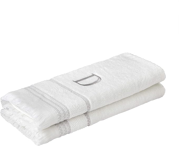 SKL Home Casual Monogram Hand Towel (2-Pack), D, 16x26, White