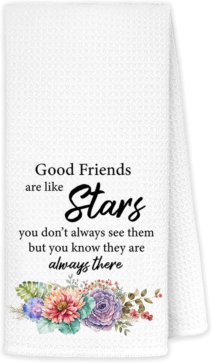 JINYO Good Friends are Like Stars Gifts Kitchen Towels, Friendship Gifts for Women Hand Towels, Best Friend Bestie Gifts Dish Towels Tea Towels for Kitchen, Long Distance Friendship Gifts, 16x24 Inch