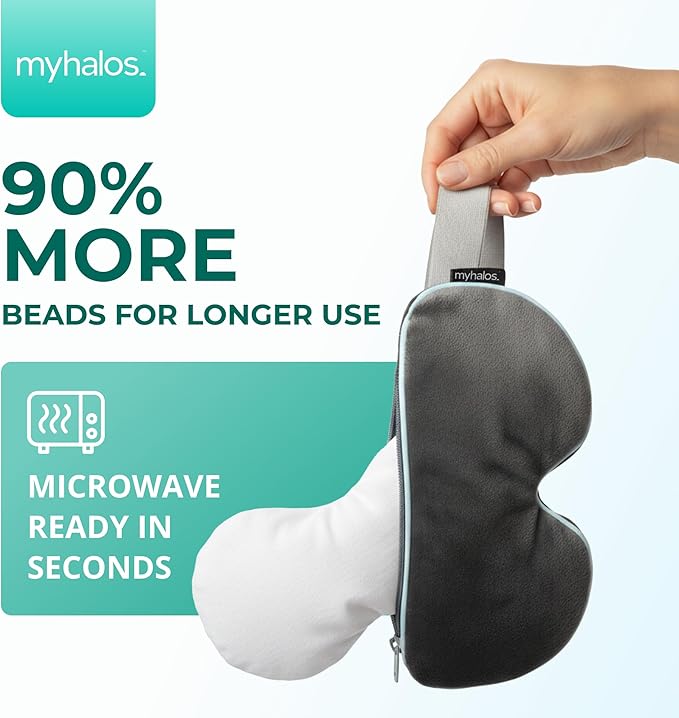 MyHalos® Heated Eye Mask for Dry Eyes - Steam Warm Compress for Eyes - Remove Styes, Chalazion Therapy Warming and Heating Pad Hot Compress - Moist Heat Mask for Blepharitis & MGD - FSA|HSA Eligible