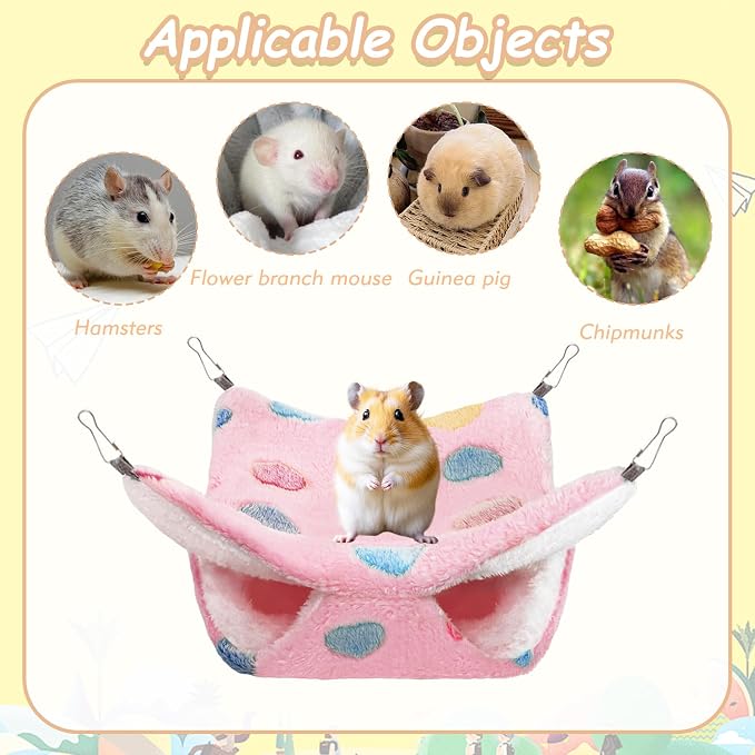 2 Pcs of Rat Hammocks Small Animal Hammock Rat Bed Guinea Pig Hammock Rats Cage Accessories for Small Animals Chinchilla Parrot Sugar Glider Ferret Squirrel