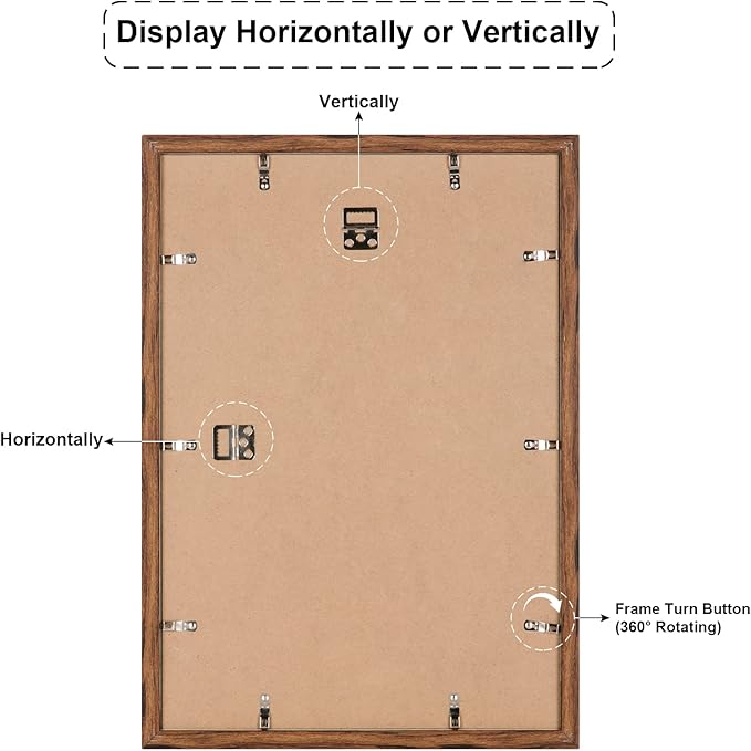 13.5X19.5 Collage frame with 9 Openings 4X6 Pictures, Multiple Picture Frame with Mat, Wall or Tabletop Decor, Carbonized Brown Wood Grain,2 Pack
