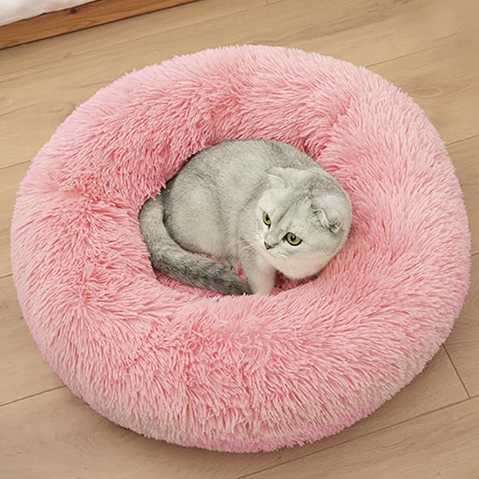 Cat Beds for Indoor Cats,20 Inch Dog Bed for Small Melium Large Dogs, Washable-Round Pet Bed for Puppy and Kitten with Slip-Resistant Bottom
