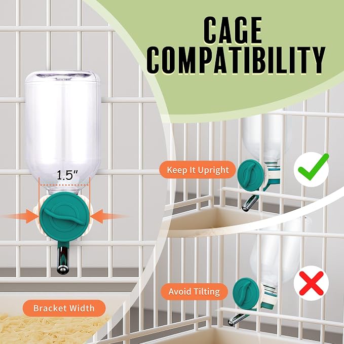 Choco Nose No-Drip Small Animal Water Bottle - Leak-Proof Patented Nozzle Helps Prevent Cage Mess & Wet Bedding - Hamster, Hedgehog, Mouse, Glider, Gerbil - BPA Free, Cage Mount, 10.2 fl oz (C125)