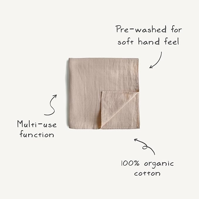 mushie Muslin Baby Swaddle Blanket | 100% Organic Cotton (Sun)