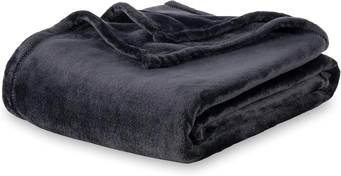 Berkshire Blanket Classic VelvetLoft® Solid Throw Blanket, Lightweight Soft Fuzzy Plush Throw Blanket for Bed and Couch, Black, 50x60 Inches