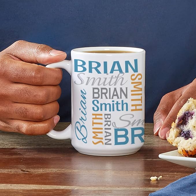 Let's Make Memories Personalized Your Name Signature Mug - Custom 15oz Coffee Mug - Stocking Stuffer - For Christmas - Purple/Gold