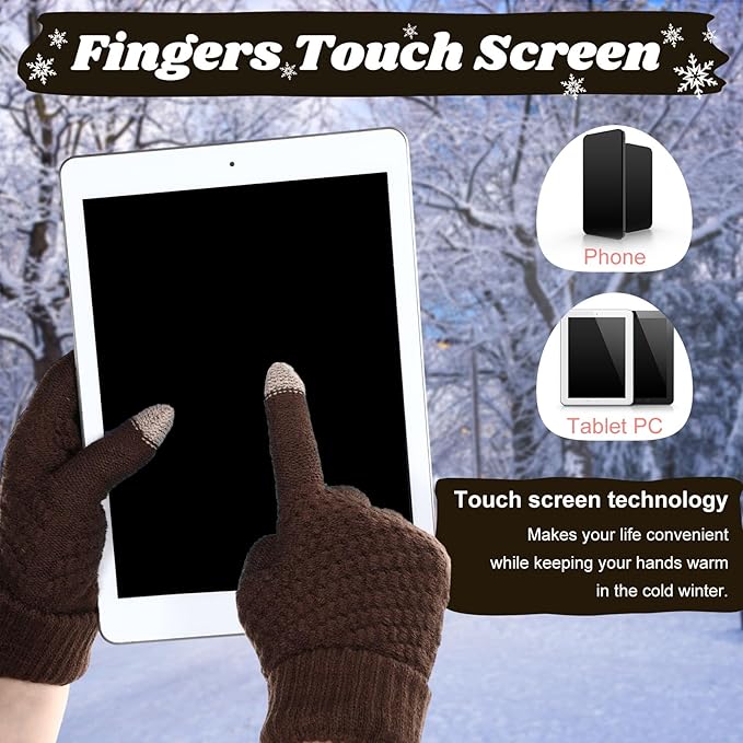 JenPen 4 Pcs Winter Hat Scarf and Gloves Set for Women Include Ear Cover Cold Weather Scarf Hat Knit Beanie Gloves