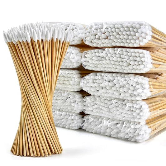 1000 Precision Long Cotton Swabs - Pointed Swabs 6 Inch- Biodegradable Bamboo Cotton Buds - Versatile Tipped Applicators for Intricate Work Gun Cleaning Makeup Nails