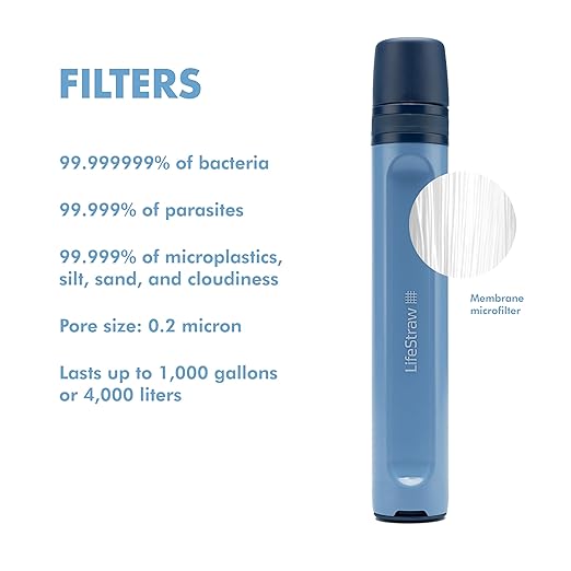 LifeStraw Peak Series - Personal Water Filter Straw for Backup Filtration, Emergency, Survival, and Ultralight Hydration, Dark Mountain Gray, 2 Pack