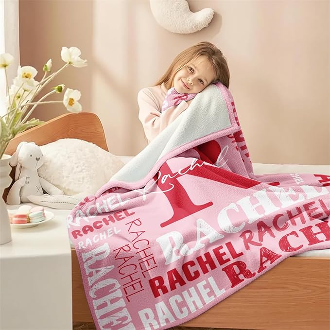 Personalized Blankets for Teen Girls Boys - Printed in USA, Custom Blanket with Kids Names, Ultra-Soft Flannel Monogrammed Baby Throws Blankets, Customized Christmas Brithday Gifts for Adults