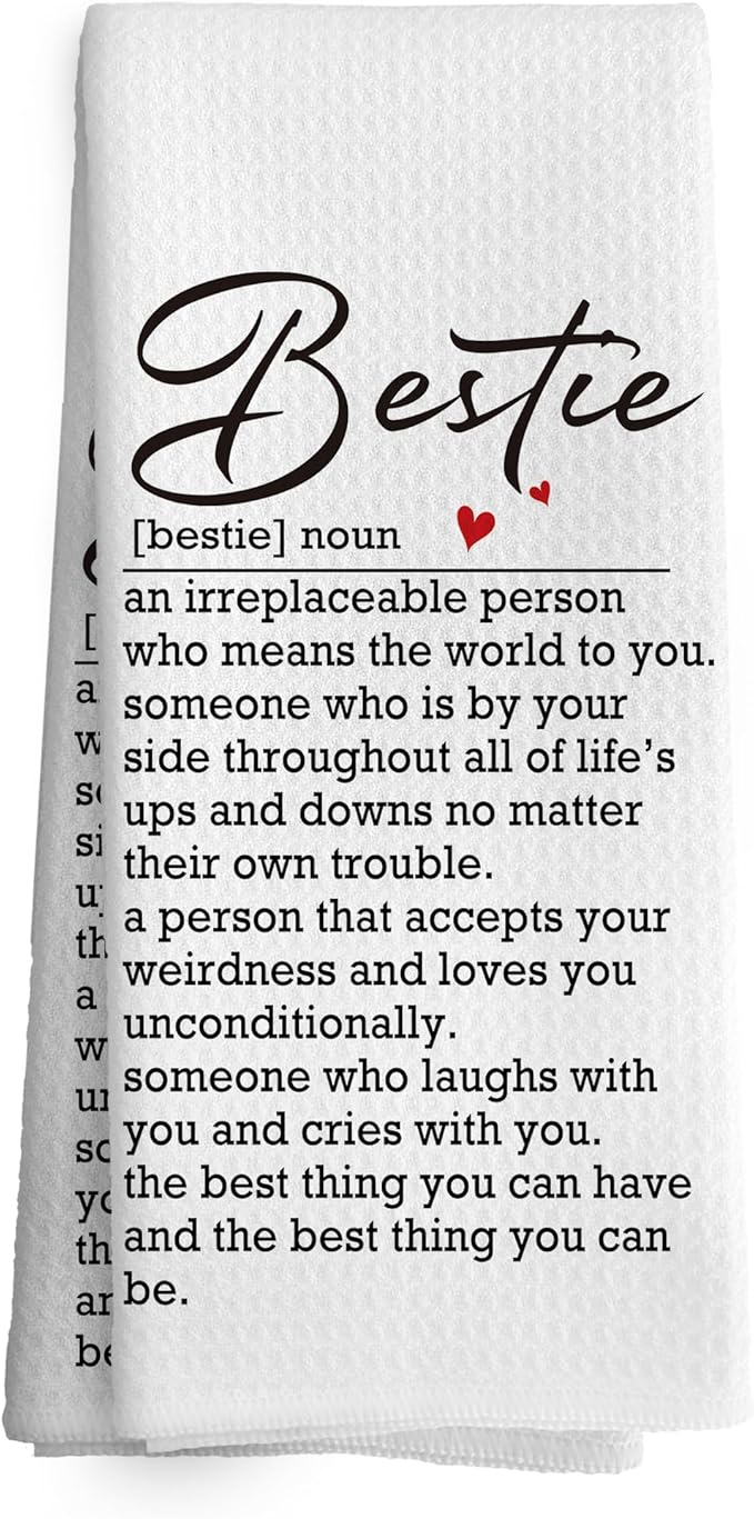 Bestie Sister Gifts Kitchen Towels Dish Towel 16x24 Inches, Bestie Friends Birthday Gifts for Besties Women Best Friends Sister BFF Female Absorbent Dishcloths Tea Towels for Kitchen Decor