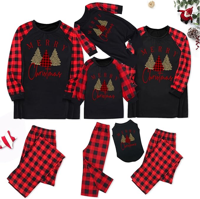 TEERAPHIQUE Christmas Pajamas for Family,Family Holiday Pajamas Matching Sets,Xmas Jammies for Couples