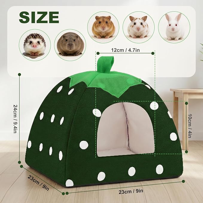 Guinea Pig Bed Rabbit Hideout Warm Fleece Cuddle Cup Washable Sleeping House for Small Animals Pet/Ferret/Chinchilla/Bunny (Drak Green)