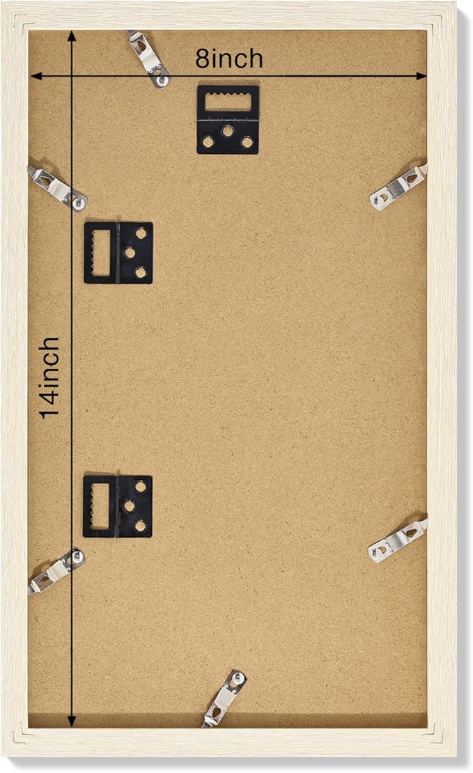 Vittanly 8x14 Picture Frames Collage Wall Decor, Displays 3Pcs 4x6 Pictures with Mat or 1Pcs 8x14 without Mat, Collage Picture Frame for Horizontal or Vertical Display, Cornsilk, 1 Pack