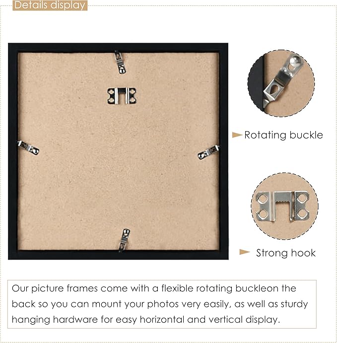 10x10 Collage Picture Frame 4x4 Picture Frames Collage Wall Decor Displays Four 4x4 inch Photos Available Horizontal Wall Mounting Display and Vertical Black