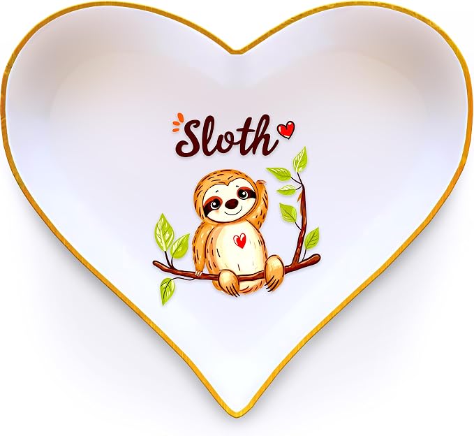 Sloth Ring Holder Dish Tray, Gifts For Women Teens Girls, Sloth Lovers Themed Stuff Accessories Things Decor Merch, Home Room Ring Earrings Necklace Organizer Holder!