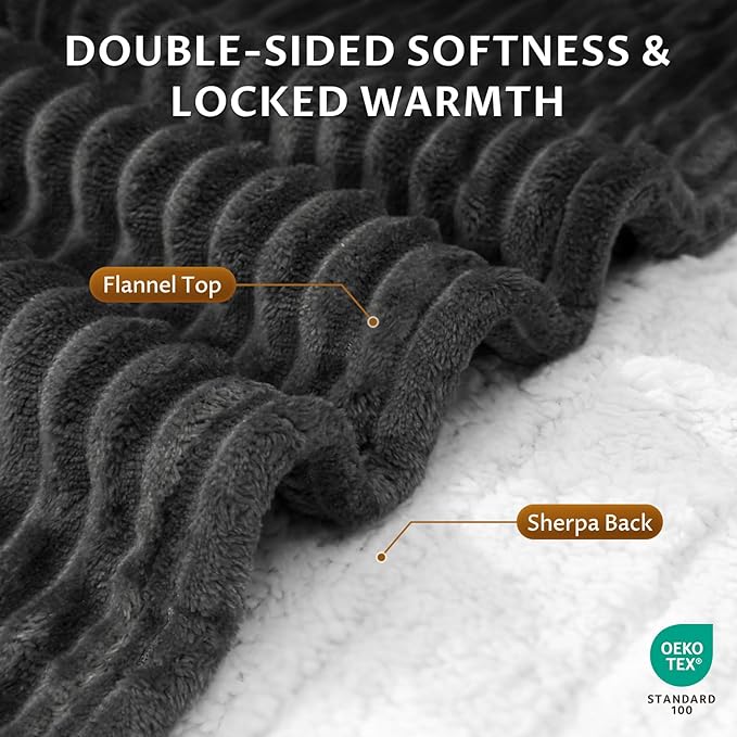 Reaks Electric Heated Blanket Full Size, Silky Soft Flannel & Sherpa Heating Blanket with 9 Heat Levels & 2-10 Hours Auto Off, Warm Gifts for Women Mom Grandma, ETL Certified (72x84 inches, Grey)