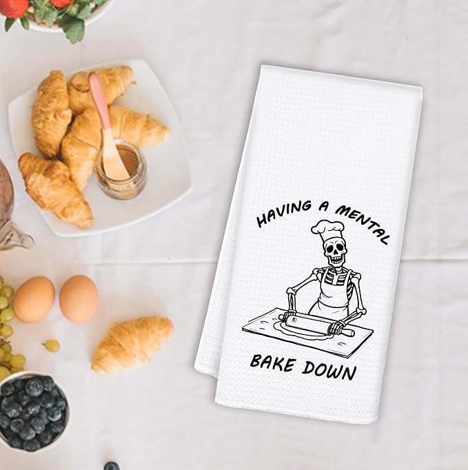 Funny Skeleton Chef Kitchen Towels, Baking Towels, Tea Towels for Baking, Gifts for Bakers Decorative Dish Towels for Kitchen Decor, Gifts for Baking Lovers, Gothic Kitchen Decor, 16x24 Inch