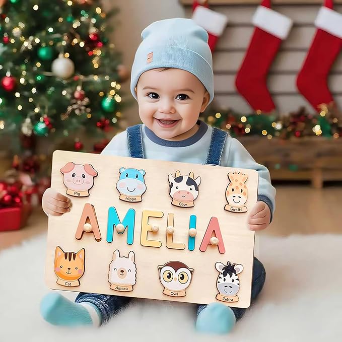 Name Puzzle for Kids Personalized, Custom First Birthday Girl Boy Gifts, Name Puzzles for Toddlers, Personalized Baby Wooden Montessori Toys