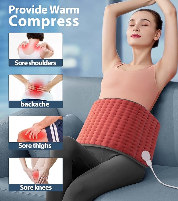 Heating Pad for Back, Neck & Shoulder Pain Relief – 12"x24" Electric Heat Pad, Auto-Off, Machine Washable, Moist/Dry Heat Options – Thoughtful Mother's Day Gifts for Mom, Dad, Women & Men