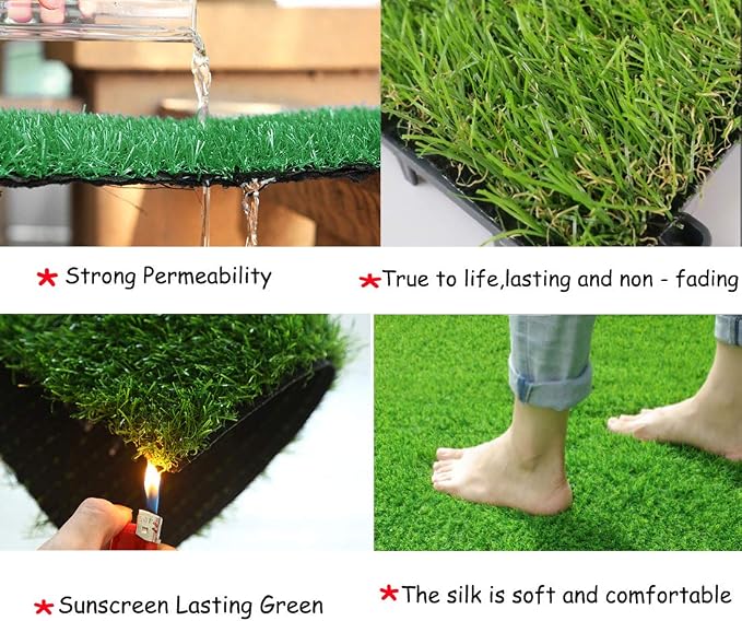 Hamiledyi 2 Pcs Artificial Rabbit Grass Mat 11.8" x 11.8" Reusable Guinea Pig Pee Pads Dog Grass Pee Pads for Puppy Bunny Chinchilla TrainerFloor Plastic Mats Feet Pads Indoor Outdoor